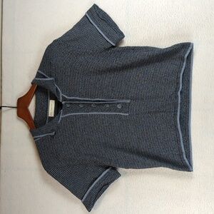 By Together Gray Collared Henley Boxy‎ Fit Womens Size M Shirt